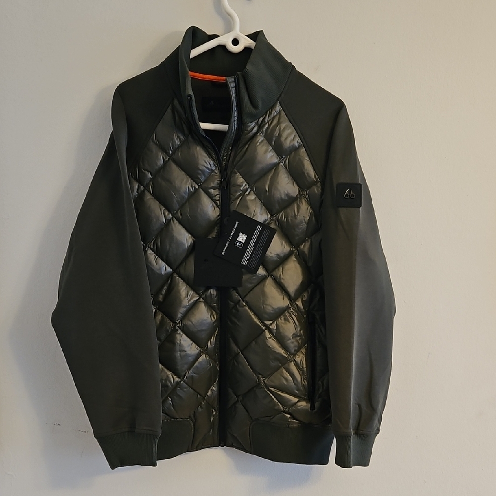 Moose Knuckles Olive Quilted Puffer Jacket